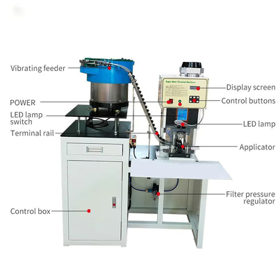 SAA Solid Hollow 3 Pin Power Plug Insert Crimping Machine With Loose Bulk Terminal Vibrating Plate Feeder (SAA) Sıfır Toplu Terminal titreşimli plaka besleyicisi ile katı boşluklu 3 pinlik elektrik fişli yerleştirme kırpma makinesi