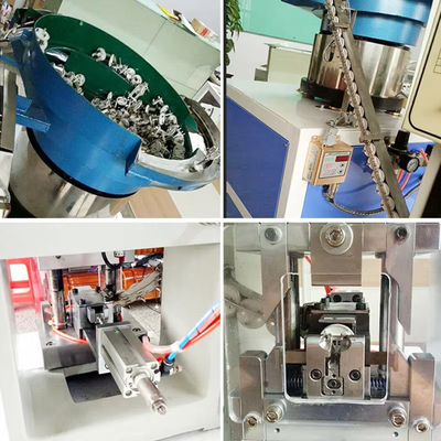 SAA Solid Hollow 3 Pin Power Plug Insert Crimping Machine With Loose Bulk Terminal Vibrating Plate Feeder (SAA) Sıfır Toplu Terminal titreşimli plaka besleyicisi ile katı boşluklu 3 pinlik elektrik fişli yerleştirme kırpma makinesi